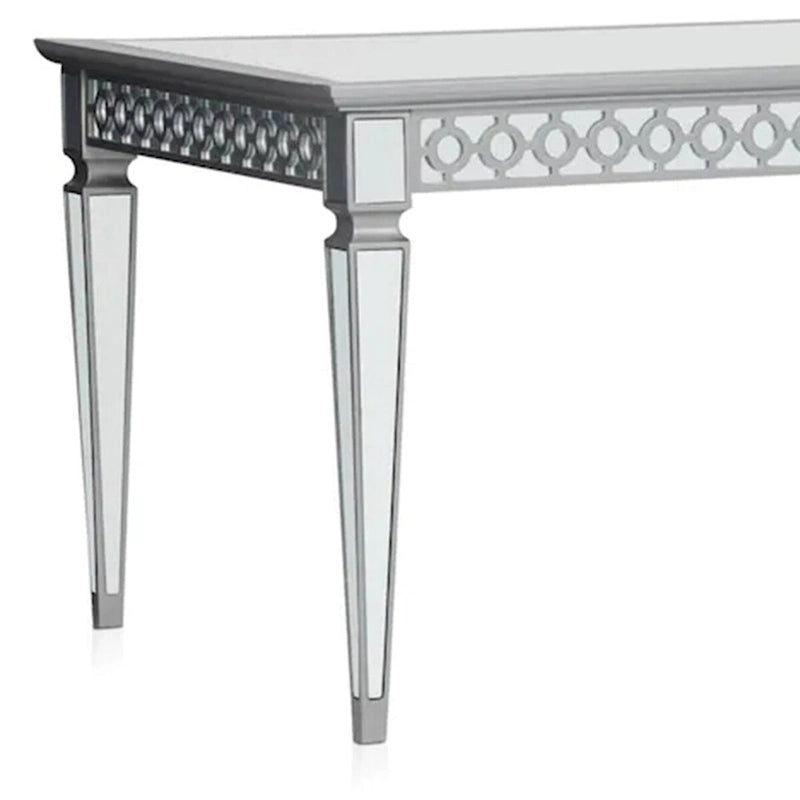 Tavolo da pranzo Ada, allungabile, 183-229 cm, piano rettangolare, a specchio, color argento