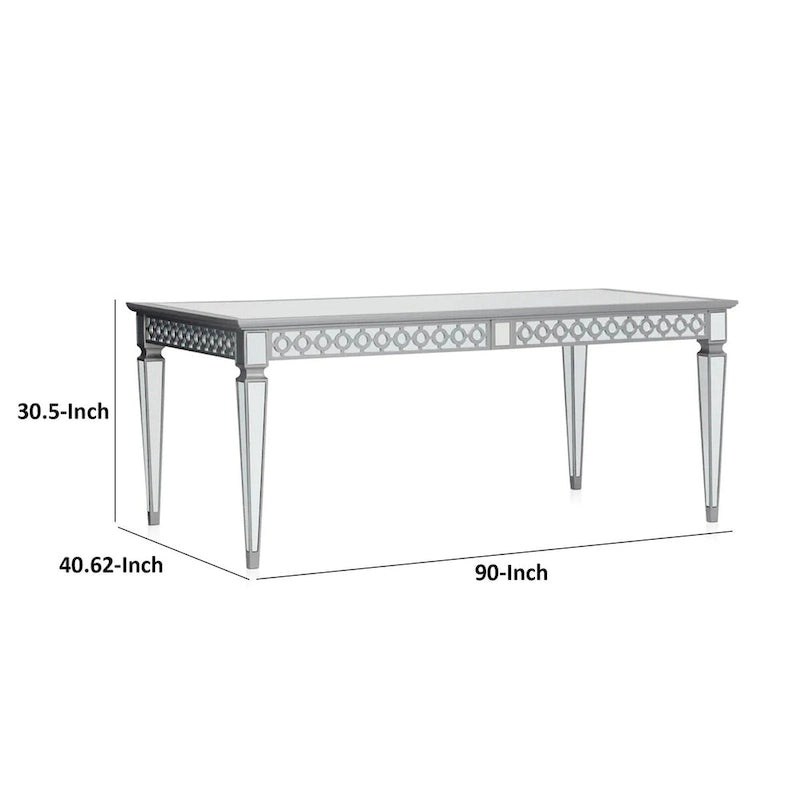 Tavolo da pranzo Ada, allungabile, 183-229 cm, piano rettangolare, a specchio, color argento