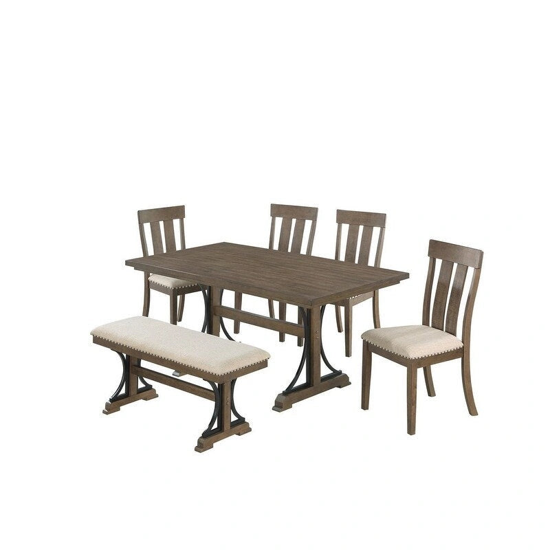 Mobili di Migliore Qualità Set da Pranzo Rustici in Rovere Marrone