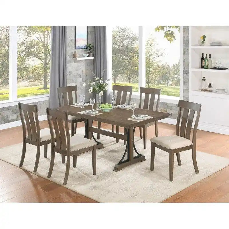 Mobili di Migliore Qualità Set da Pranzo Rustici in Rovere Marrone
