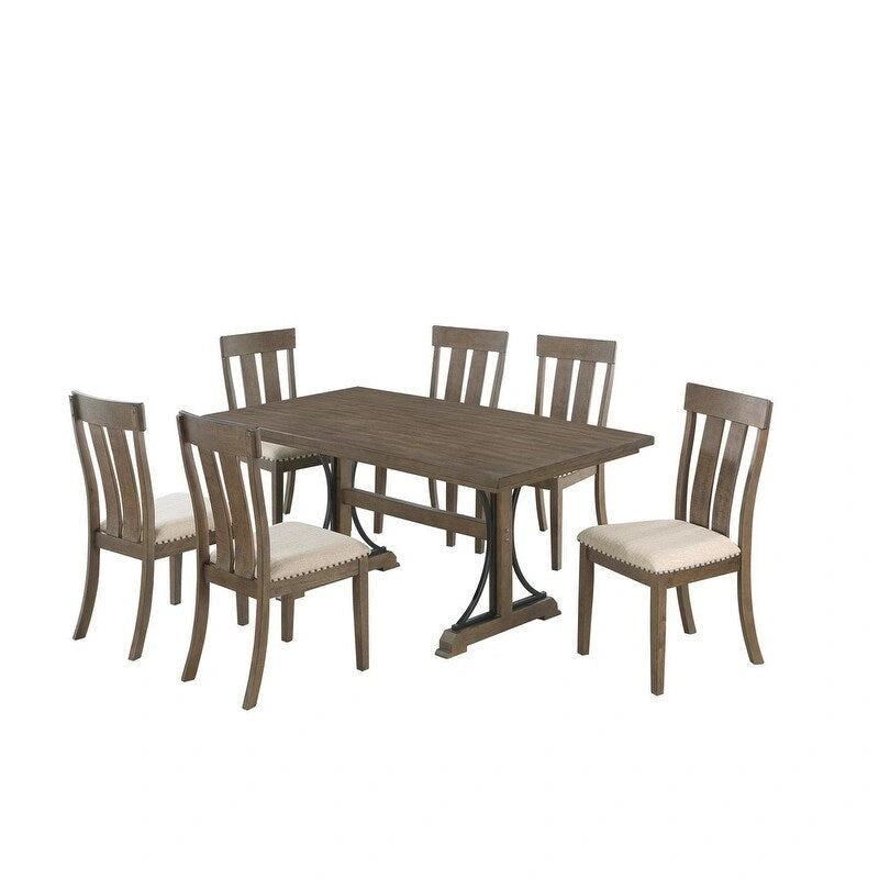 Mobili di Migliore Qualità Set da Pranzo Rustici in Rovere Marrone