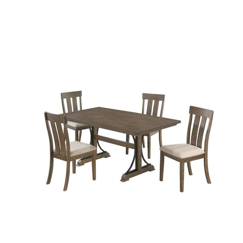 Mobili di Migliore Qualità Set da Pranzo Rustici in Rovere Marrone