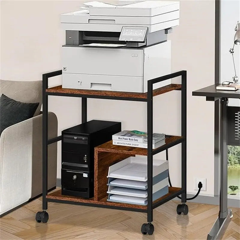 Supporto per stampante con stazione di ricarica e porte USB, grande, 3 livelli - 24P x 18,62L x 30,86A