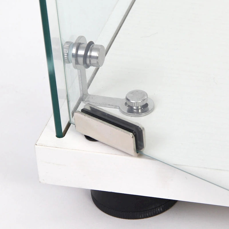 White One-Door Glass Display Cabinet with 3 Shelves