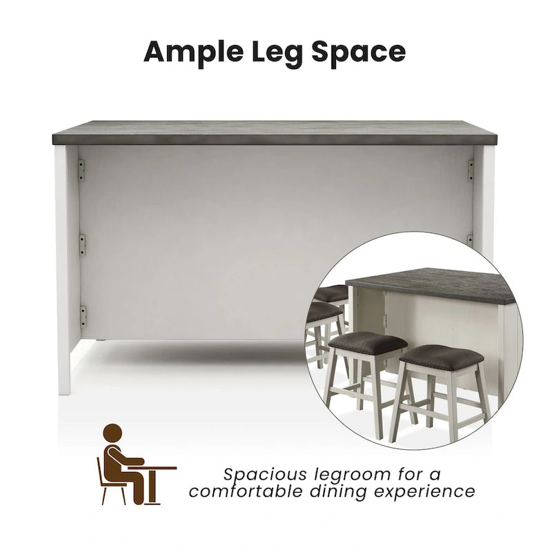 Hanto - Set da pranzo 7 pezzi a misura bancone, in legno massello, bianco di Furniture of America