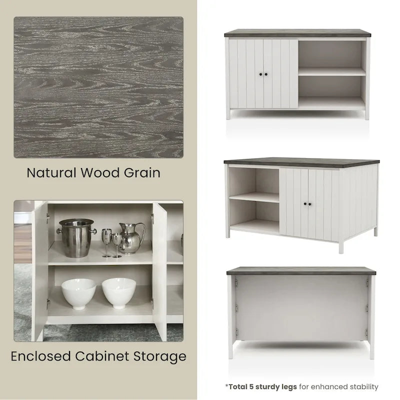 Hanto - Set da pranzo 7 pezzi a misura bancone, in legno massello, bianco di Furniture of America