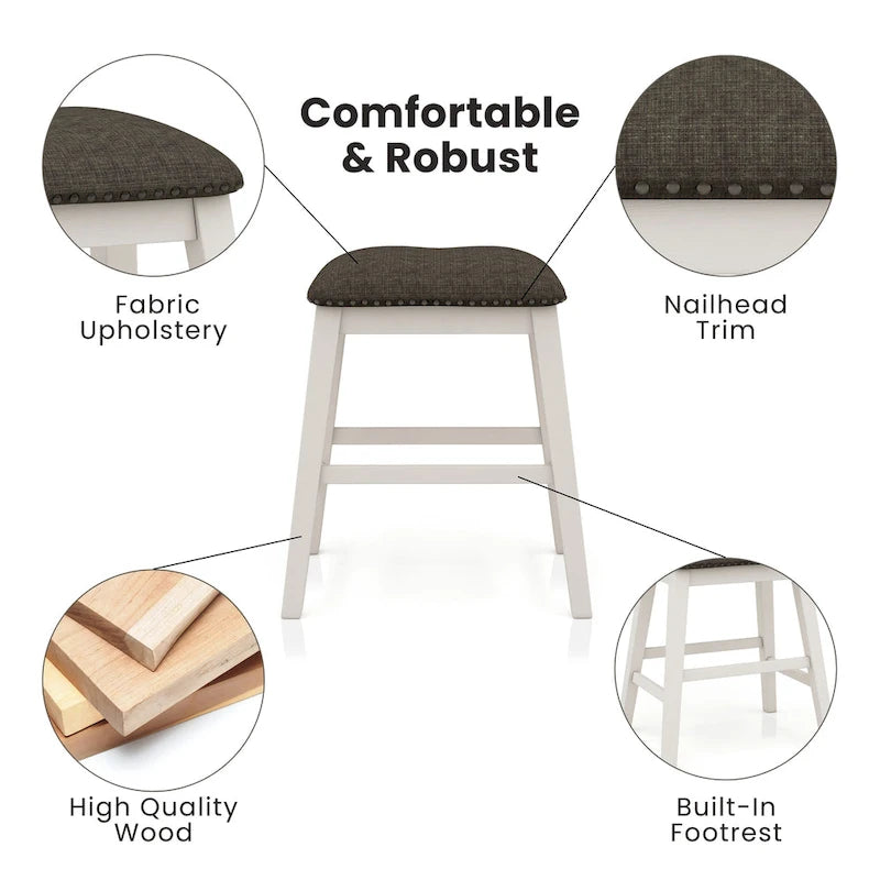 Hanto - Set da pranzo 7 pezzi a misura bancone, in legno massello, bianco di Furniture of America