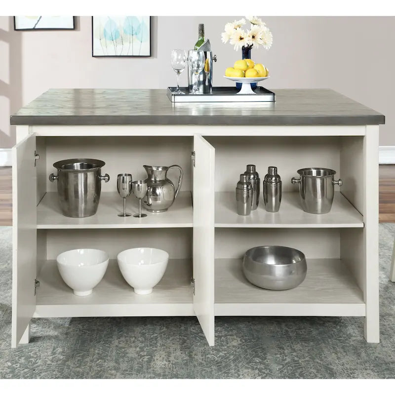 Hanto - Set da pranzo 7 pezzi a misura bancone, in legno massello, bianco di Furniture of America