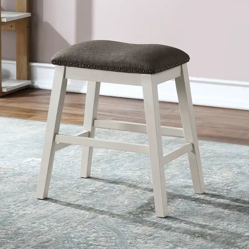 Hanto - Set da pranzo 7 pezzi a misura bancone, in legno massello, bianco di Furniture of America