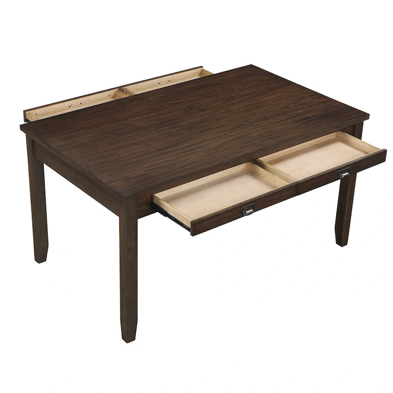Tavolo da pranzo Humpty da 60 pollici, piano rettangolare, 2 cassetti, legno ciliegio marrone