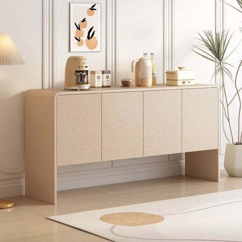 Credenza 4 ante 60L con ripiani regolabili (crema)
