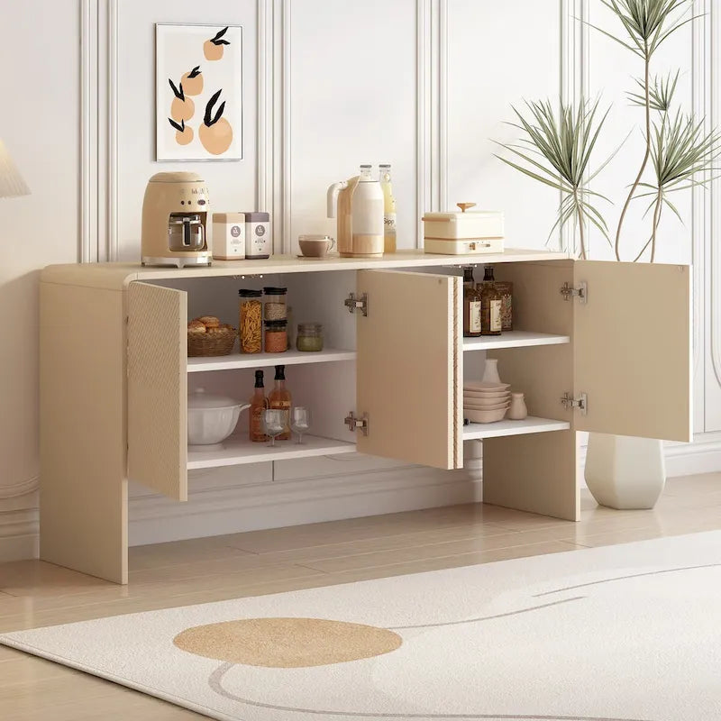 Credenza 4 ante 60L con ripiani regolabili (crema)