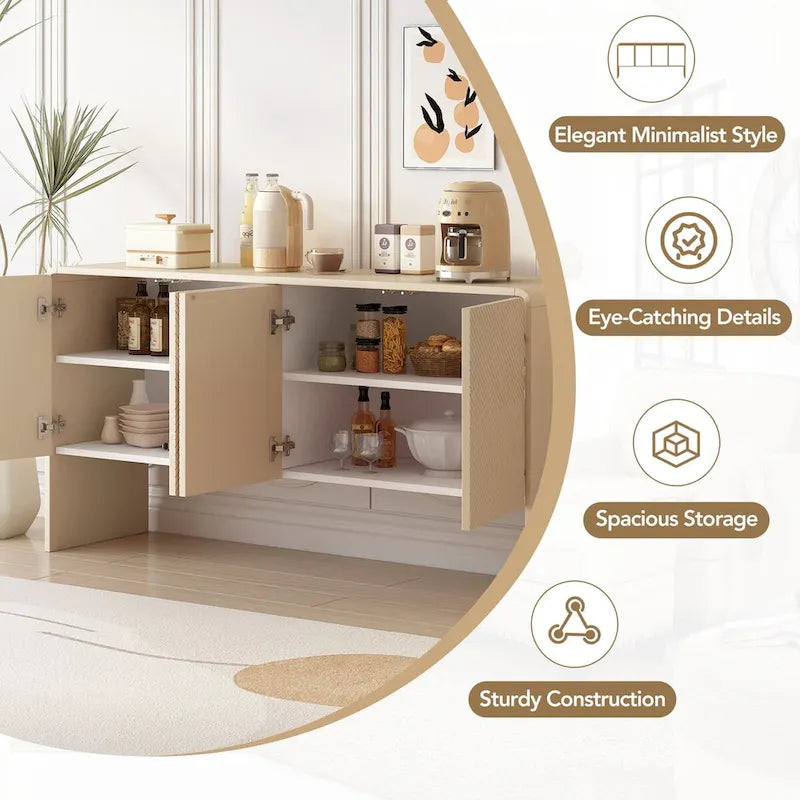Credenza 4 ante 60L con ripiani regolabili (crema)