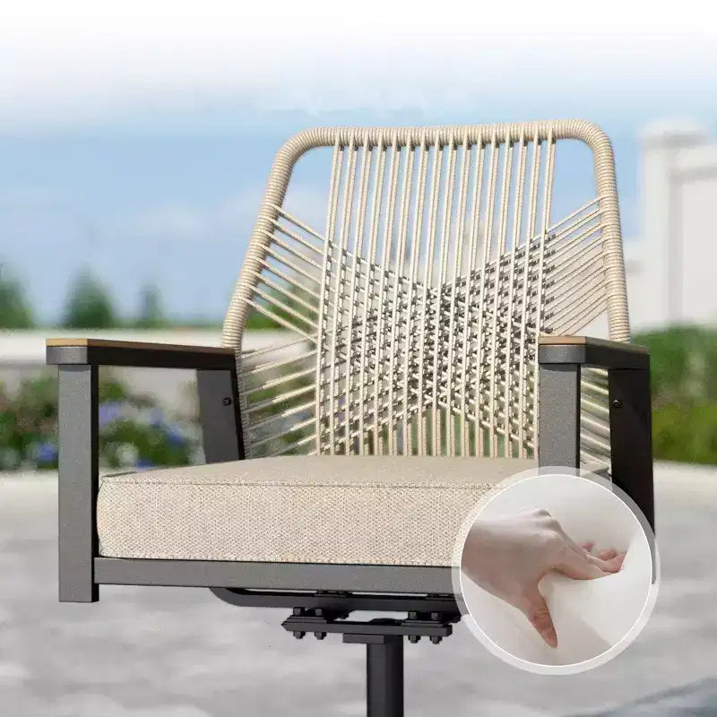 Captiva Designs Set da pranzo da 9 pezzi per esterni con tavolo rettangolare in acciaio e sedie fisse in vimini con cuscino spesso