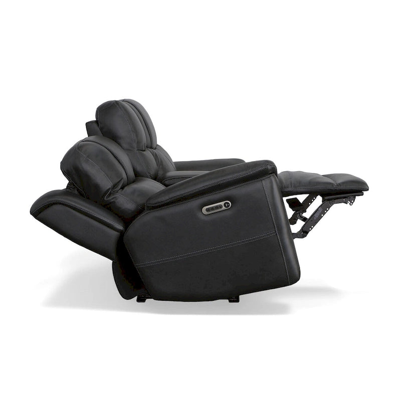 Divanetto reclinabile elettrico a gravità zero Crew in pelle con console, poggiatesta e supporto lombare elettrici di Flexsteel