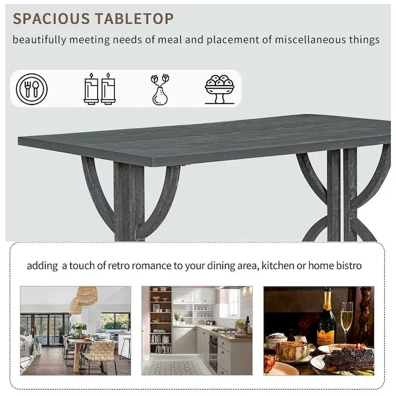 Set da tavolo da pranzo rettangolare retrò da 6 pezzi per 6 persone