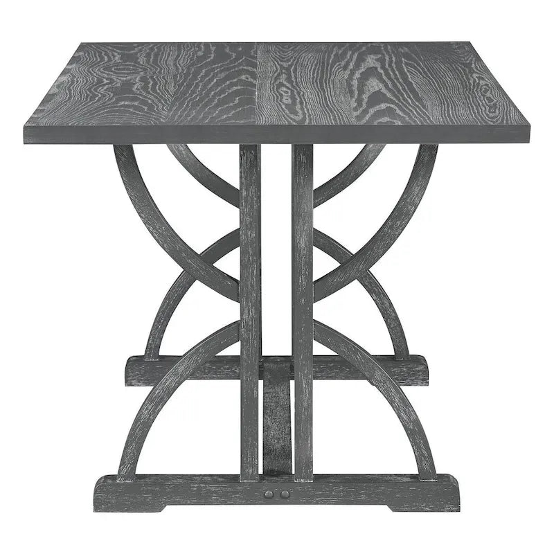 Set da tavolo da pranzo rettangolare retrò da 6 pezzi per 6 persone