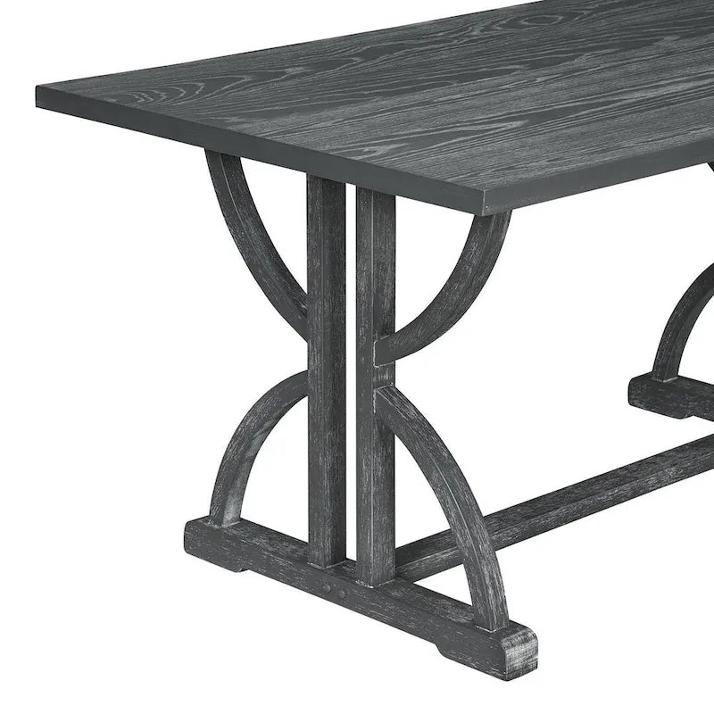 Set da tavolo da pranzo rettangolare retrò da 6 pezzi per 6 persone