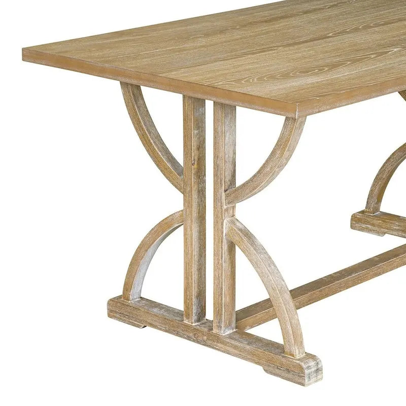 Set da tavolo da pranzo rettangolare retrò da 6 pezzi per 6 persone