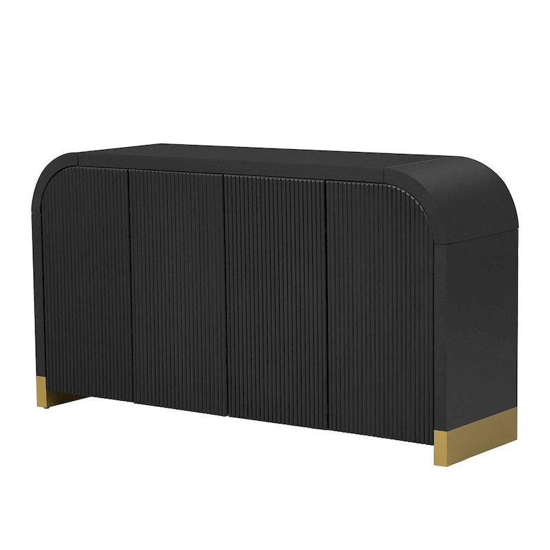 Wood Storage Cabinet with 4 Doors and Adjustable Shelves - Multiple Colors