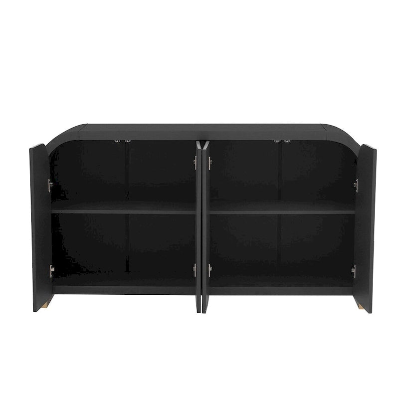 Wood Storage Cabinet with 4 Doors and Adjustable Shelves - Multiple Colors