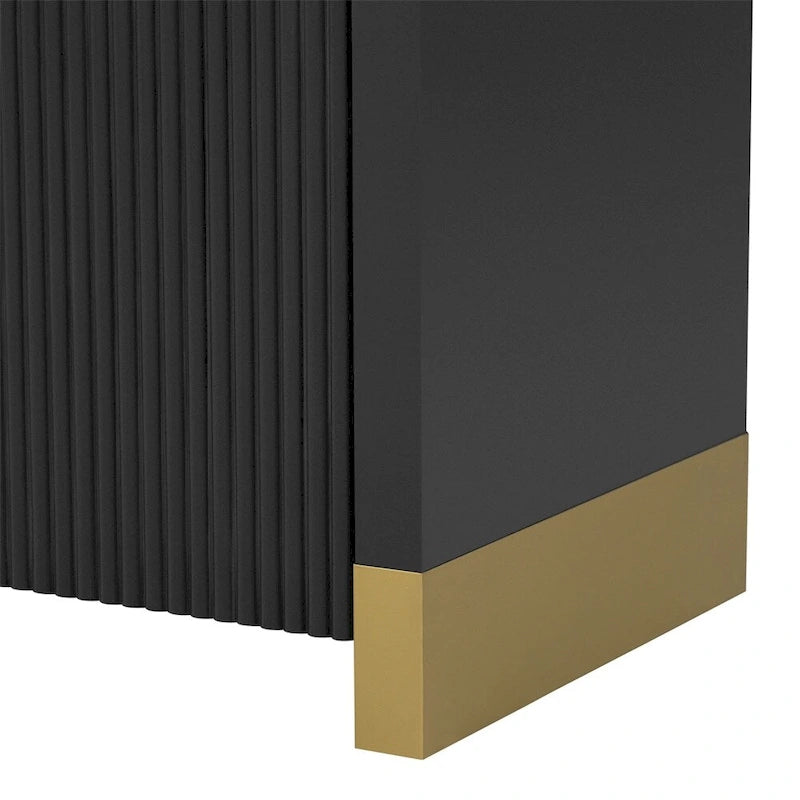 Wood Storage Cabinet with 4 Doors and Adjustable Shelves - Multiple Colors