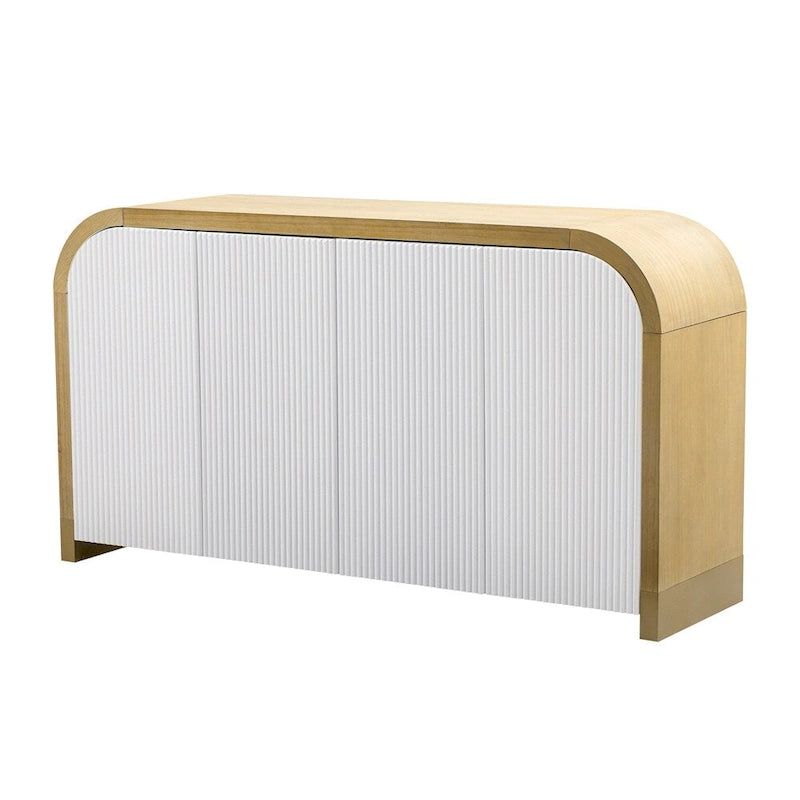 Wood Storage Cabinet with 4 Doors and Adjustable Shelves - Multiple Colors