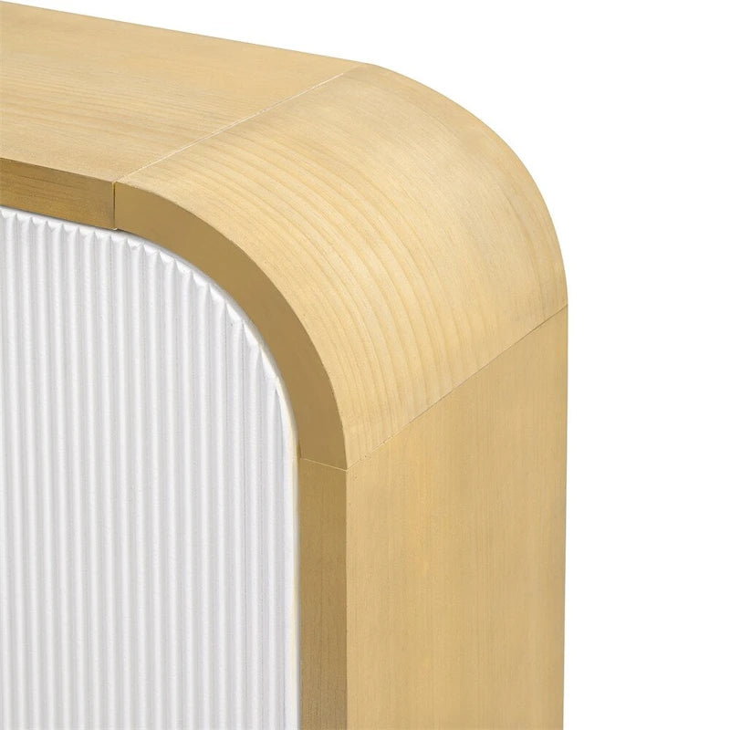 Wood Storage Cabinet with 4 Doors and Adjustable Shelves - Multiple Colors