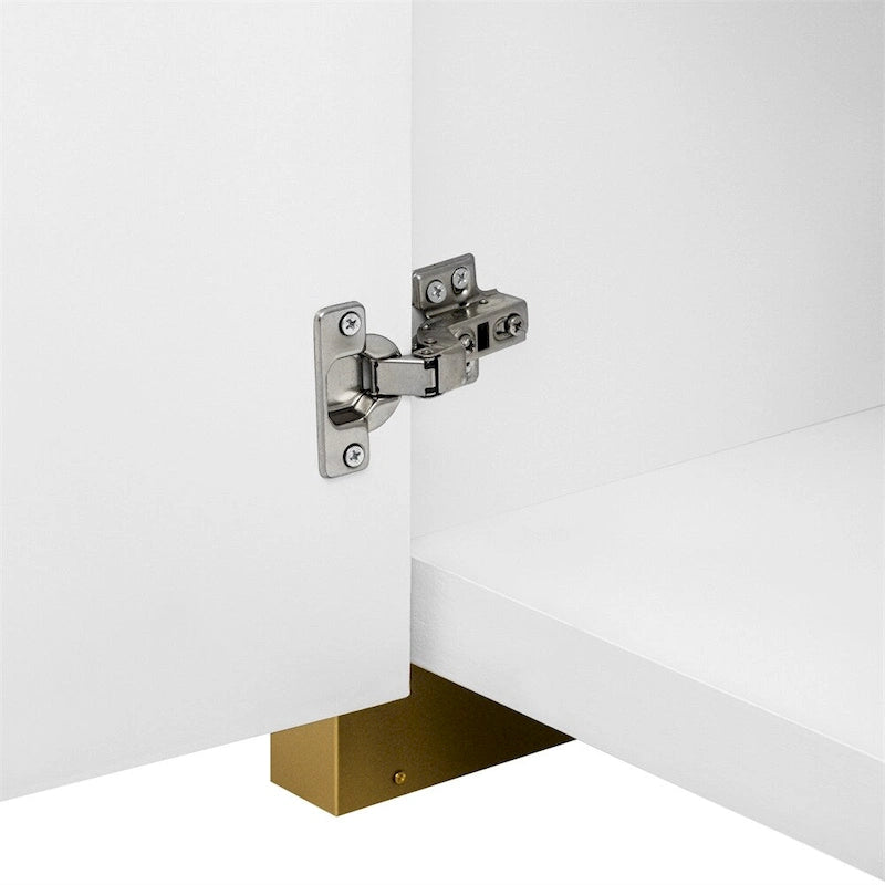 Wood Storage Cabinet with 4 Doors and Adjustable Shelves - Multiple Colors