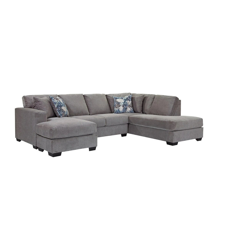Divano componibile a U American Furniture Classics Graphite Model A414V6-K2 con 4 cuscini decorativi