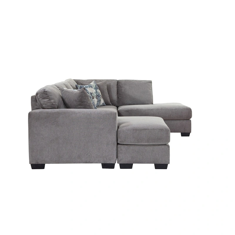 Divano componibile a U American Furniture Classics Graphite Model A414V6-K2 con 4 cuscini decorativi