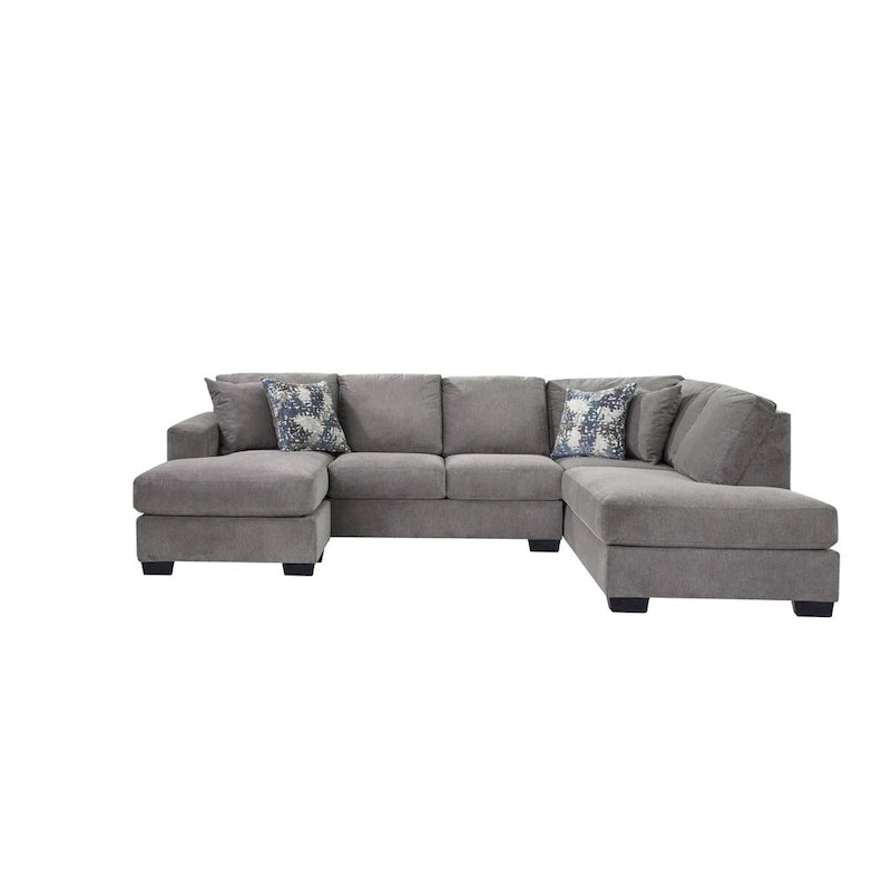 Divano componibile a U American Furniture Classics Graphite Model A414V6-K2 con 4 cuscini decorativi