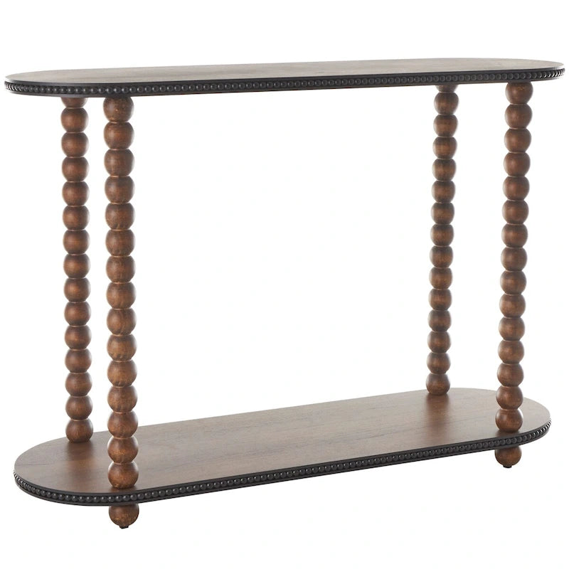 Consolle Roche River Decor con 1 ripiano, gambe a fuso, bordi a perline - Marrone