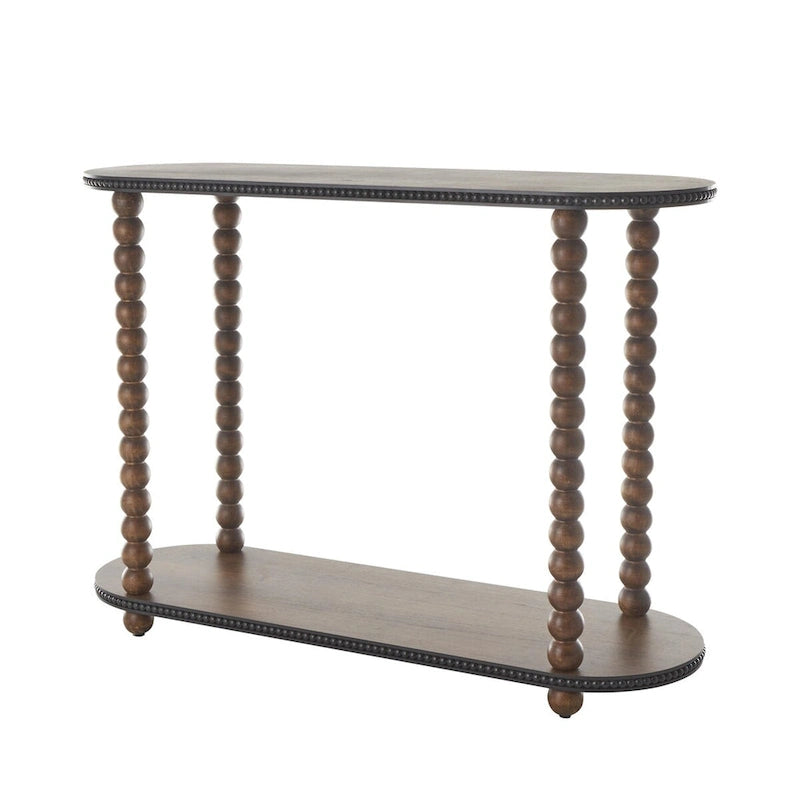Consolle Roche River Decor con 1 ripiano, gambe a fuso, bordi a perline - Marrone