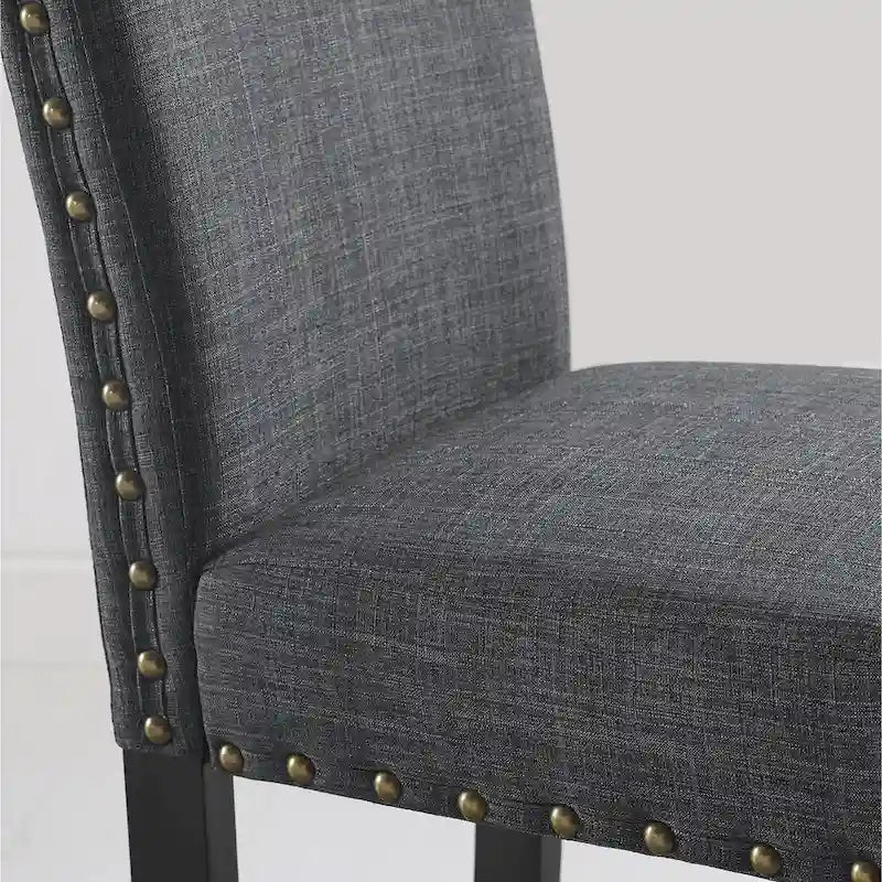 Set da pranzo in stile moderno da 3 pezzi con tavolo bar rotondo e 2 sedie da pub con borchie