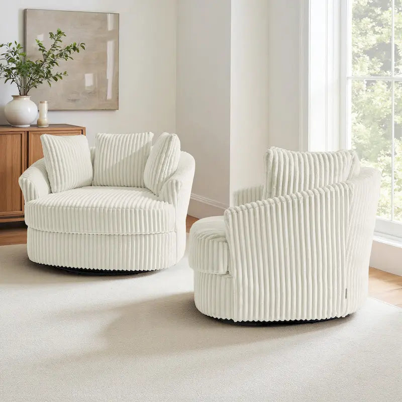 DREAMSIDEA Set di 2 poltrone a botte girevoli con braccioli incassati e rivestimento sfoderabile