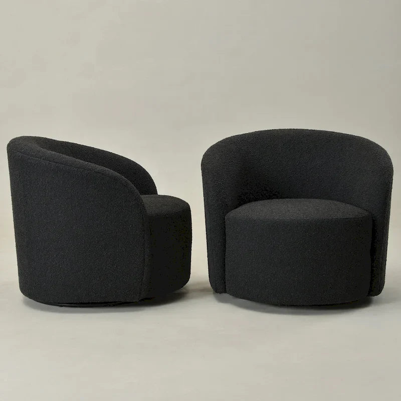 Poltrona girevole a barilotto imbottita KINWELL da 34 pollici (Set di 2)