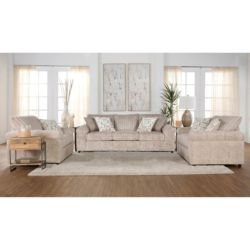 Set divano, divanetto e poltrona Cuddle in velluto a coste larghe Nason di Roundhill Furniture