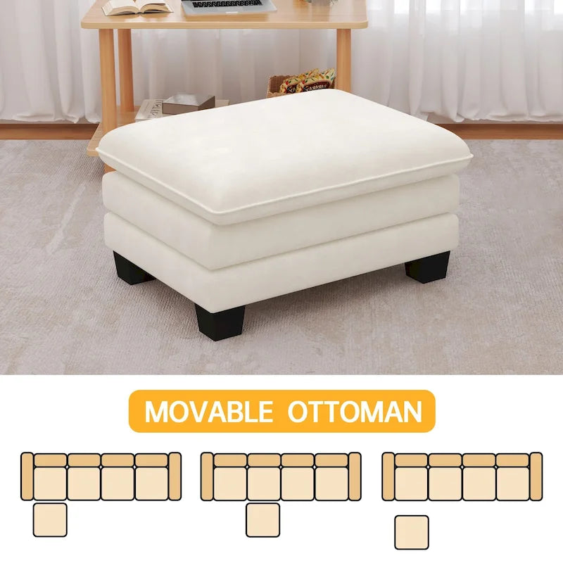 Set di mobili per soggiorno, Set divano componibile modulare con pouf per soggiorno, Divano convertibile