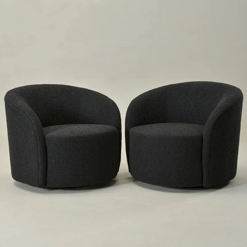 Poltrona girevole a barilotto imbottita KINWELL da 34 pollici (Set di 2)