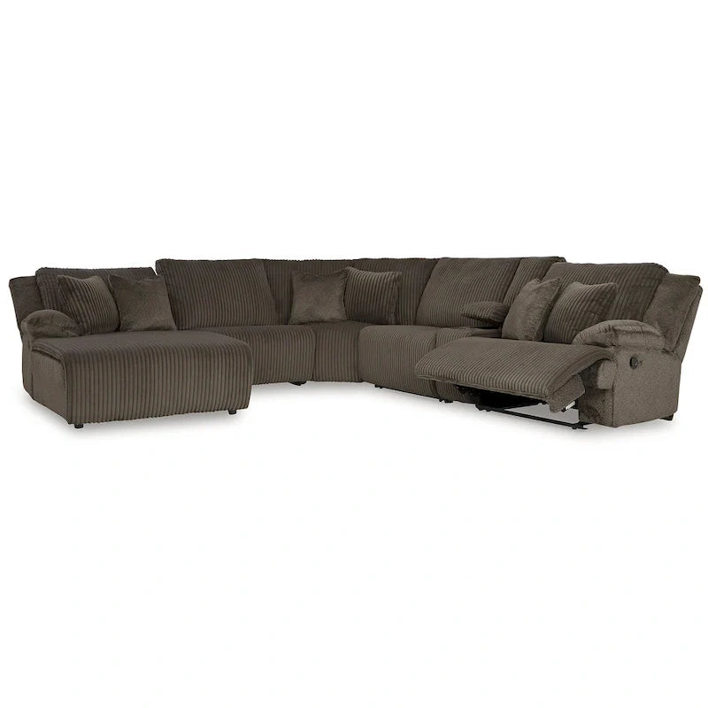 Divano sezionale reclinabile a 6 posti con chaise longue Top Tier marrone di Signature Design by Ashley - 147 L x 134 P x 41 A