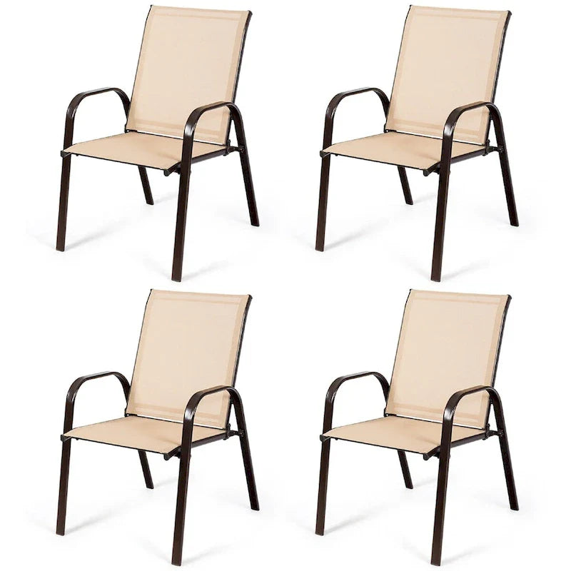Costway Set 4 Sedie da Giardino Patio Esterno con Braccioli - Vedi Dettagli