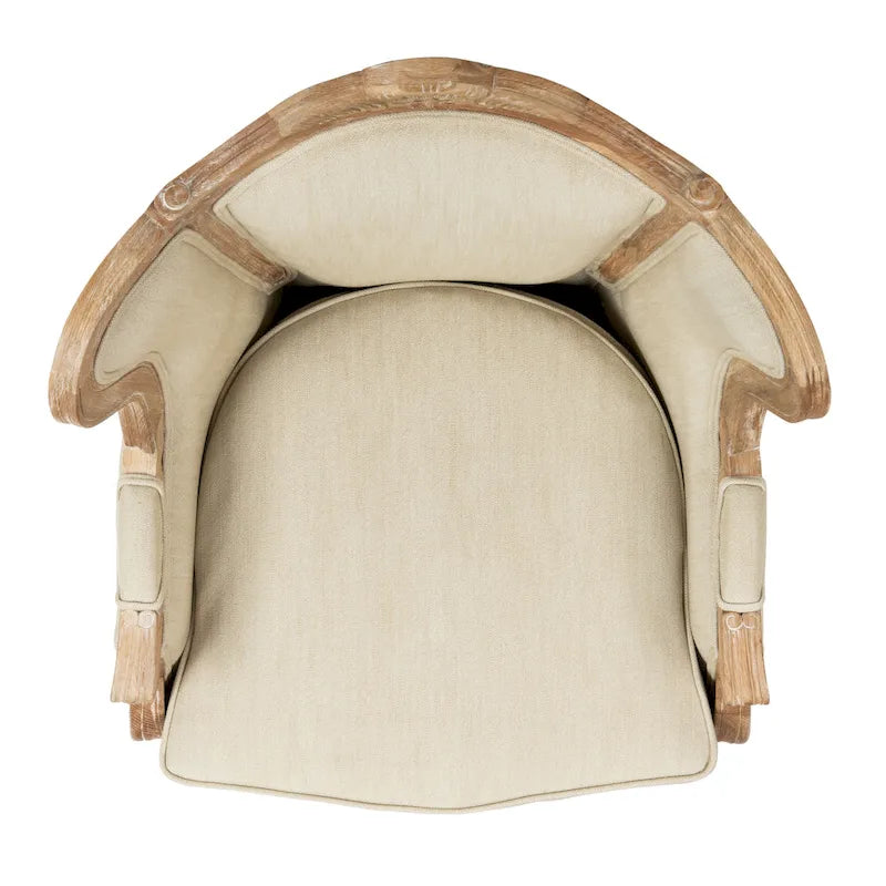 SAFAVIEH Couture Kali Poltrona con orecchioni in lino naturale color rovere - 34Lx34Px40A