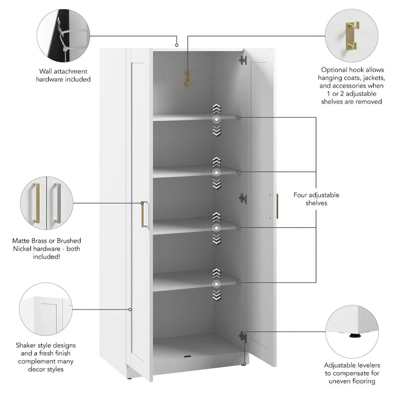 Mobile Contenitore Alto Hampton Heights 30W con Ante di Bush Furniture