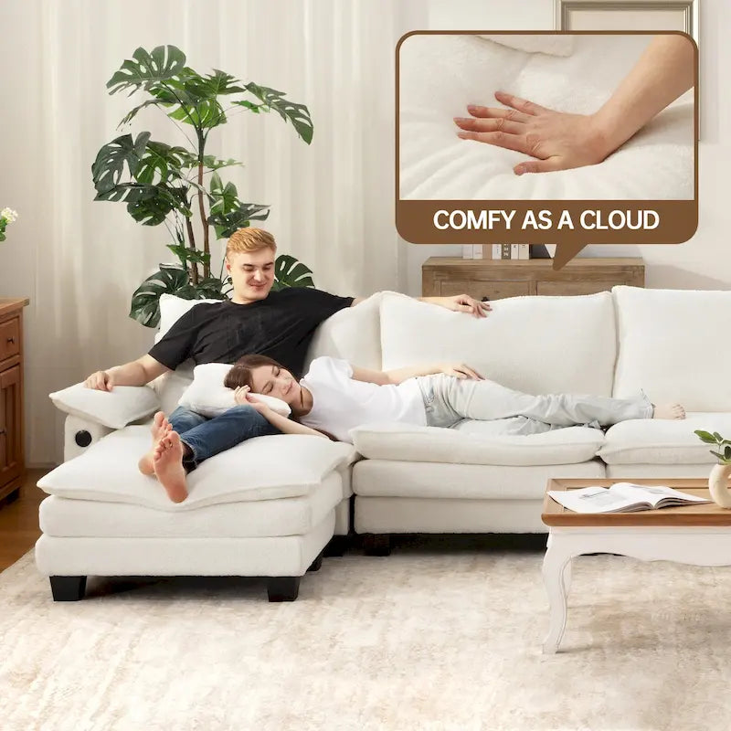 Set di mobili per soggiorno, Set divano componibile modulare con pouf per soggiorno, Divano convertibile