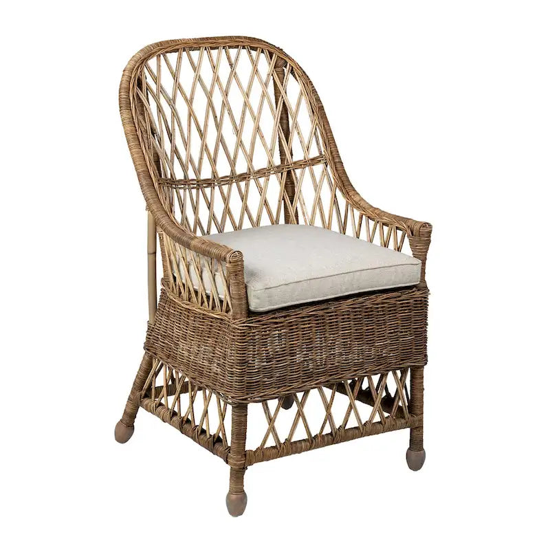 Sedia da pranzo imbottita Bayside Curvilinear Rattan di East at Main - 22x23x39