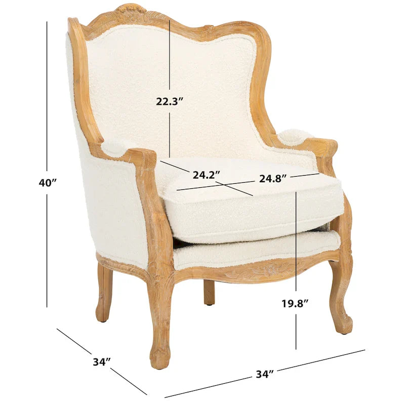 SAFAVIEH Couture Kali Poltrona con orecchioni in lino naturale color rovere - 34Lx34Px40A