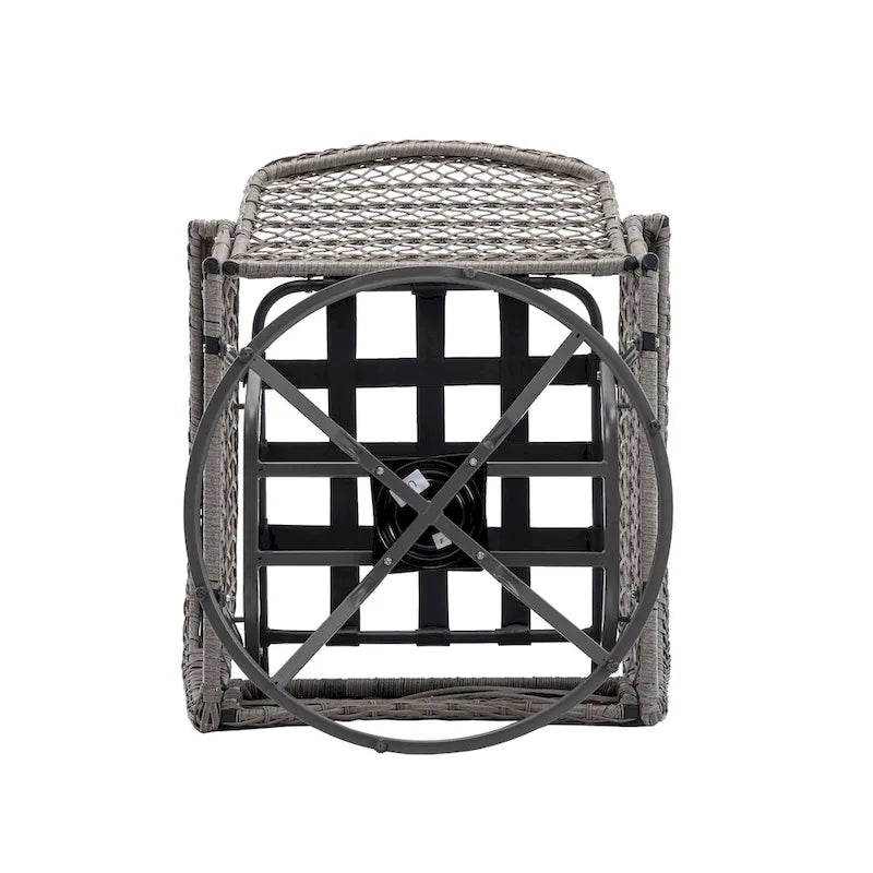 Set da 3 Poltrone da Esterno Girevoli e a Dondolo, Set Conversazione da Patio con Dondolo a 360 Gradi