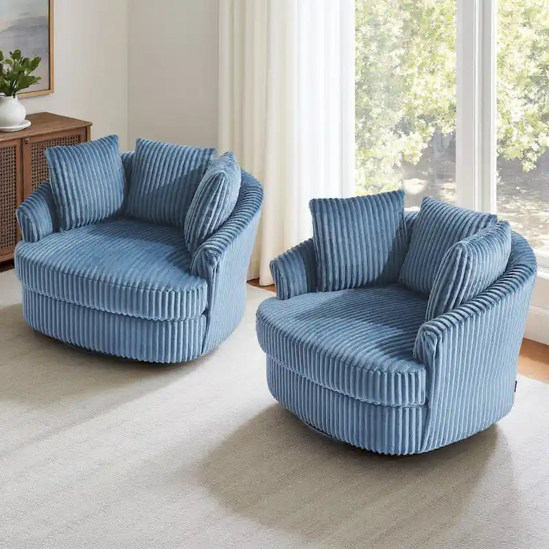 DREAMSIDEA Set di 2 poltrone a botte girevoli con braccioli incassati e rivestimento sfoderabile
