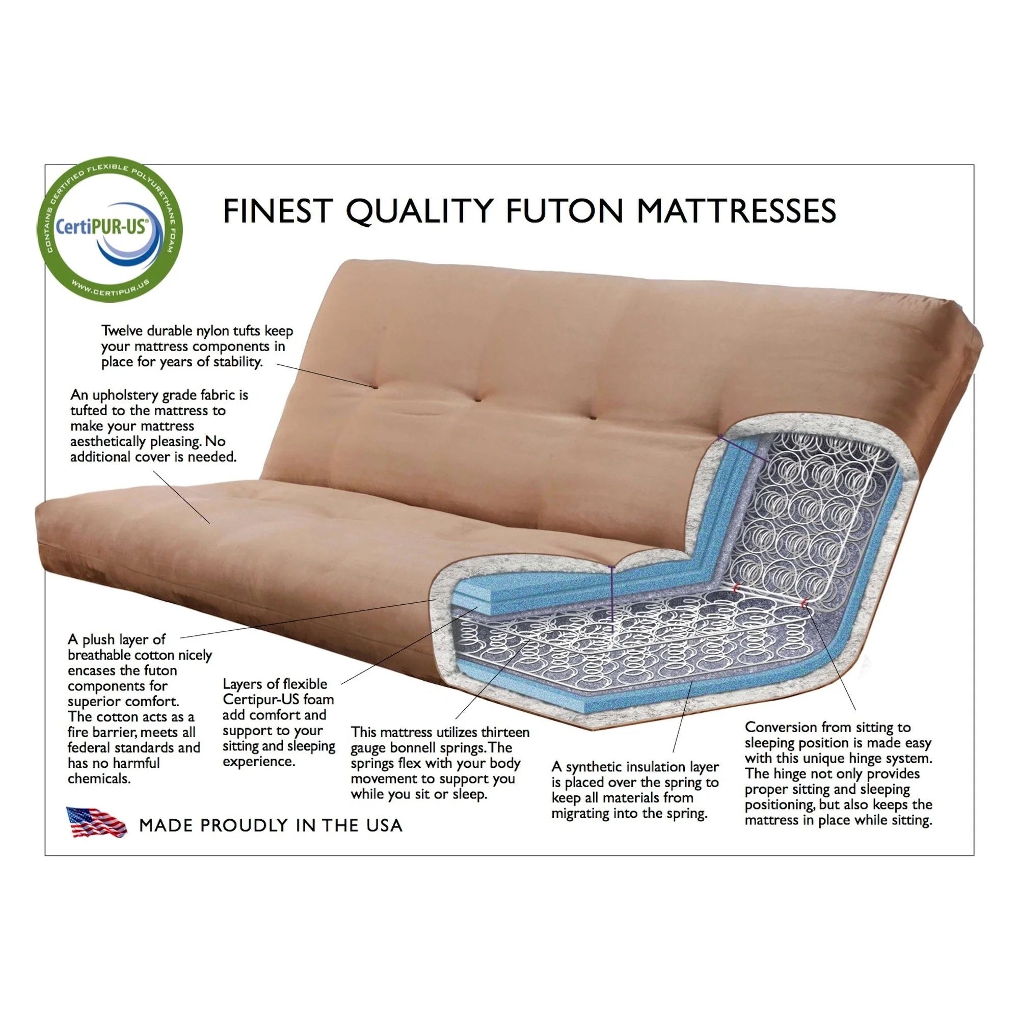 Set Futon Somette Tucson Full-size Noce Rustico con Materasso